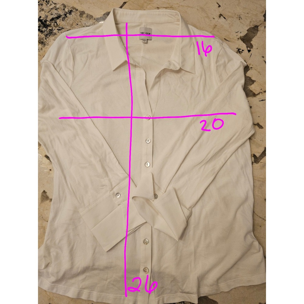 NIC+ZOE White Button Down Shirt Long Sleeve Cotton Modal Blend Women's Size L - Picture 8 of 8